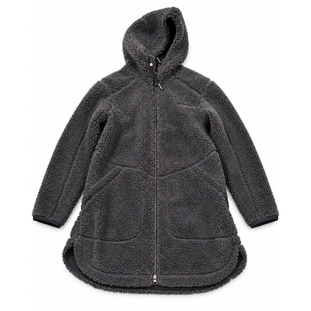 L.L.Bean Mountain Pile Fleece Coat M Gray Sherpa Hooded Gorpcore Outdoor Casual - Picture 3 of 16